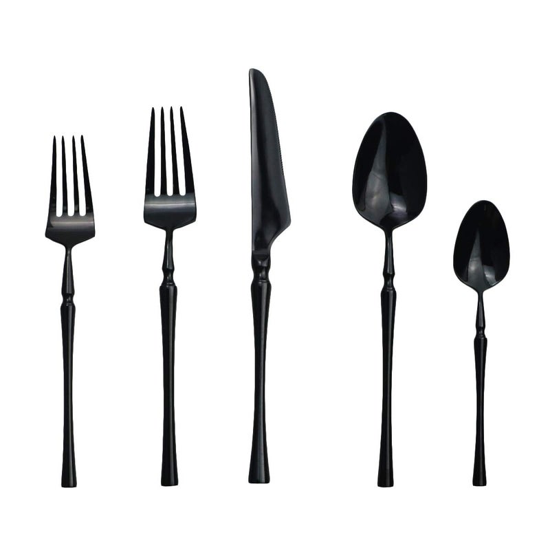 Gugrida 20 piece Black Flatware Set 304 Stainless Steel Fork Spoon Cutlery Luxury Mirror Polished Silverware, Dishwasher Safe, Service for 4 - Image 2